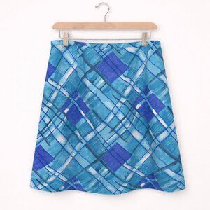 #95 VINTAGE | Emblem Coordinates Blue Watercolor Mini Skirt - Size 15
